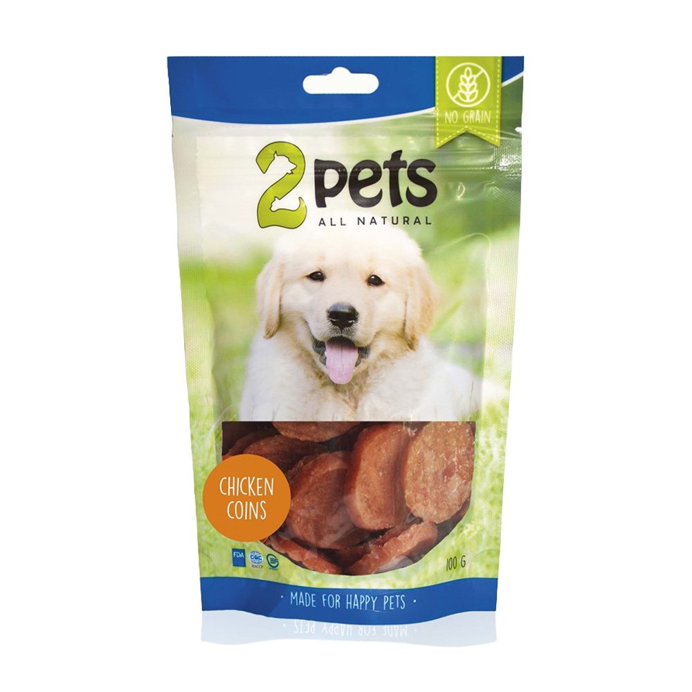 2PETS Dogsnack Kyllingemønter - 100 G