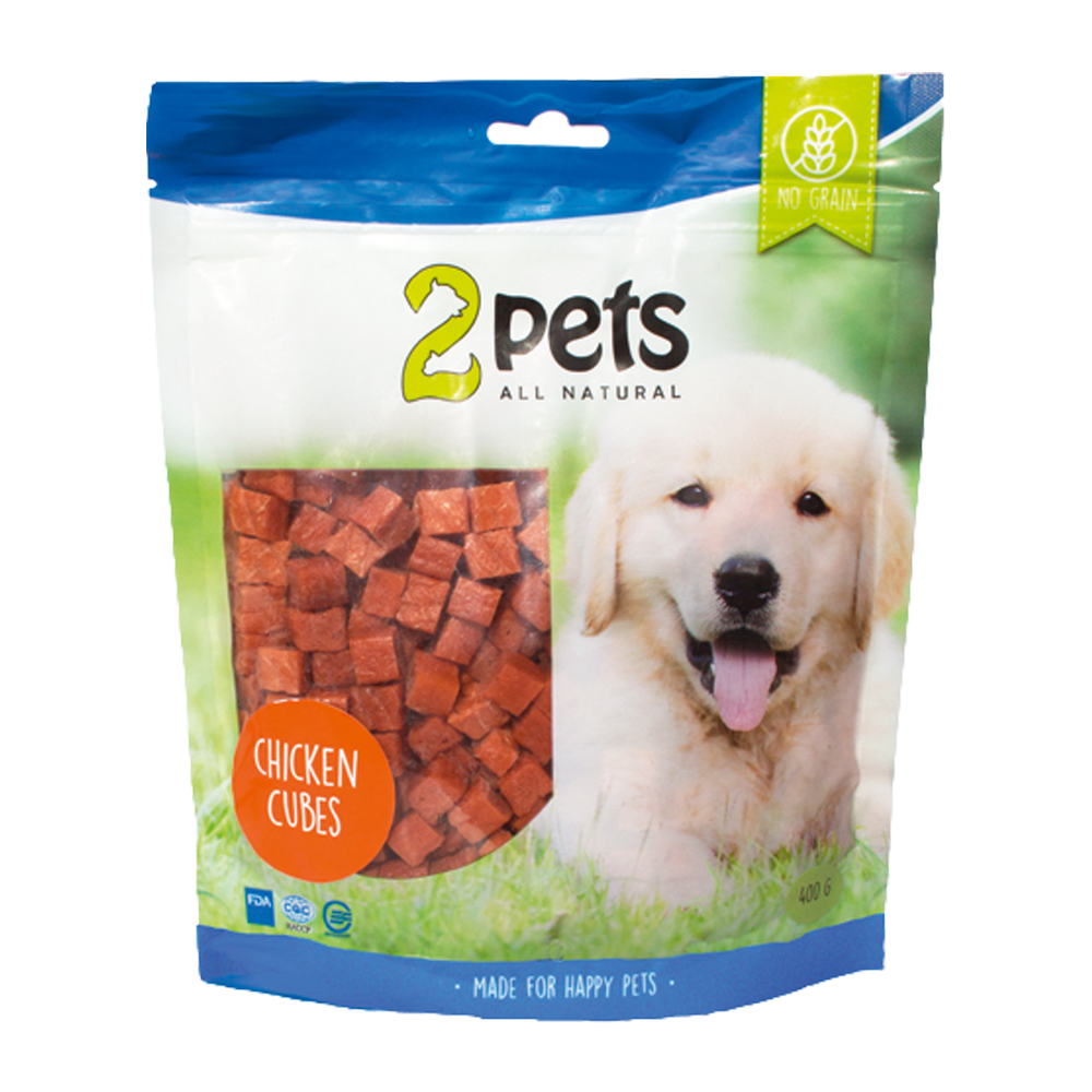 2PETS Dogsnack Kyllingeterninger - 400 G