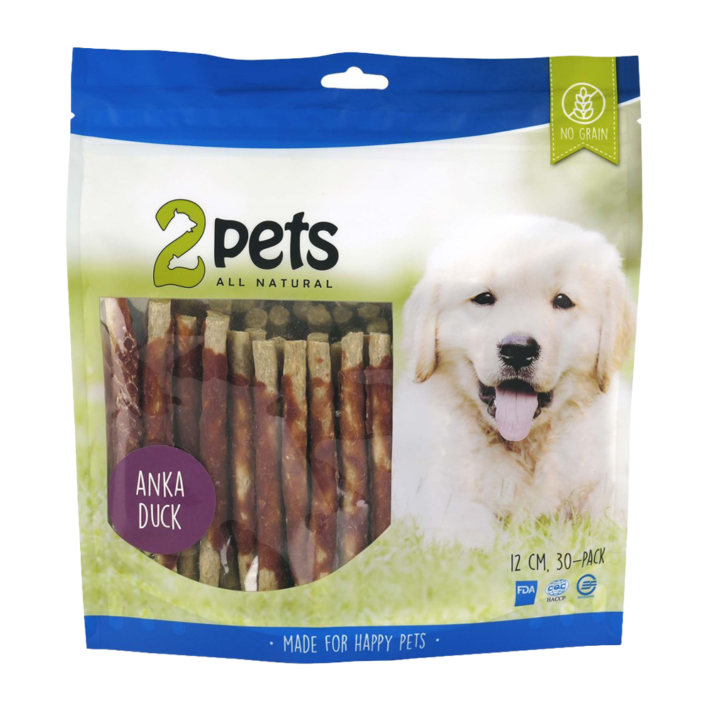 2PETS Tyggepinde Hakket And - 12 CM - 30 PAKKER