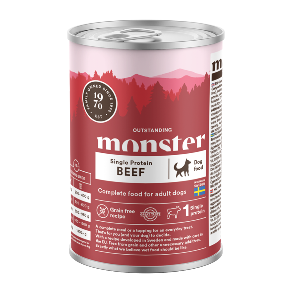 Monster Dog Adult Enkelt Oksekød Dåse - 400 G