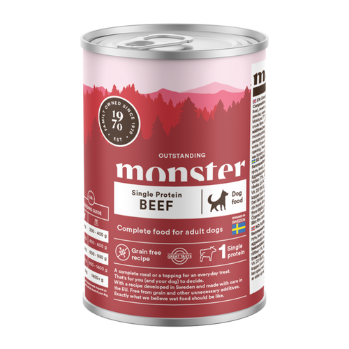 Monster Dog Adult Enkelt Oksekød Dåse - 400 G