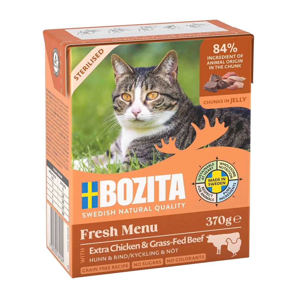 Bozita Cat Sterilised Kylling & Oksekød I Gelé Tetra - 370 G