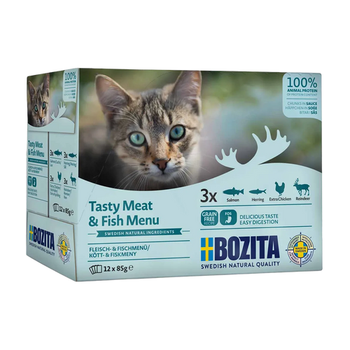 BOZITA KATTEKØD & FISK I SAUCE MULTIBOX 1,02 KG