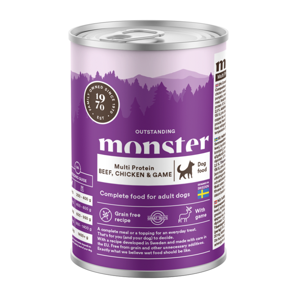 Monster Dog Multi Oksekød/ Kylling/ Vildt Glas 400 g (6 stk./frp)