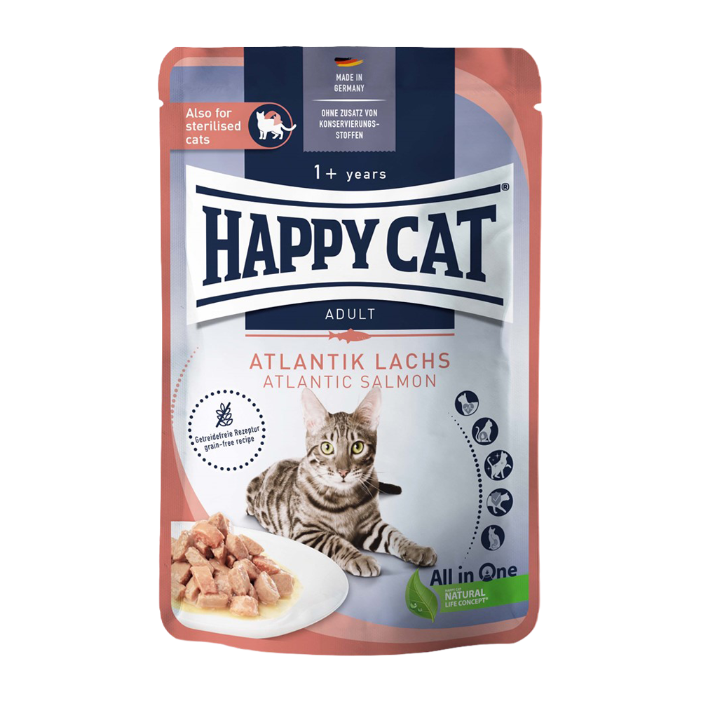 Happycat våd/sauce atlantisk laks - 85 g