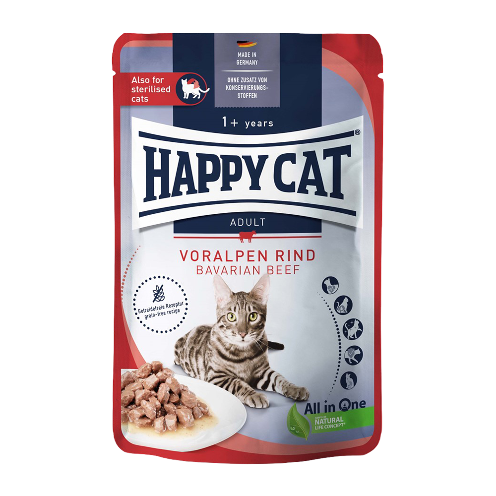 HappyCat våd/sovs oksekød - 85 g