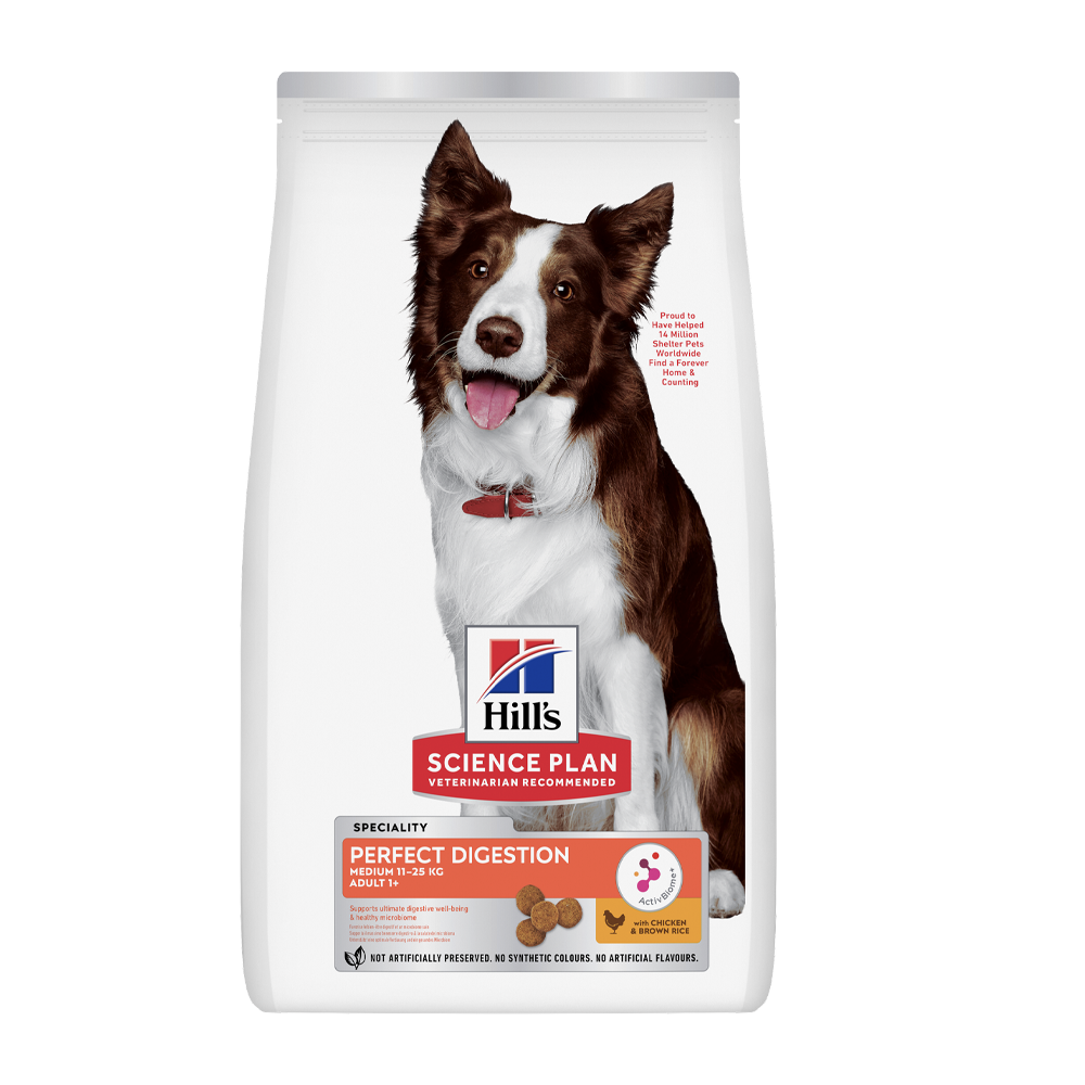 Science Plan Canine Adult Perfect Digestion Medium med kylling og brune ris