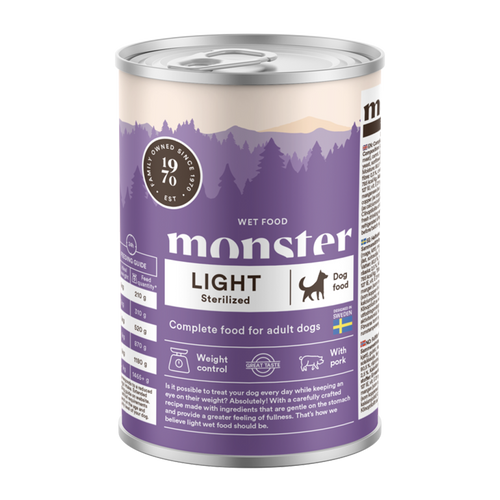 Monster Dog Adult Light/ Steriliseret Dåse - 400 G