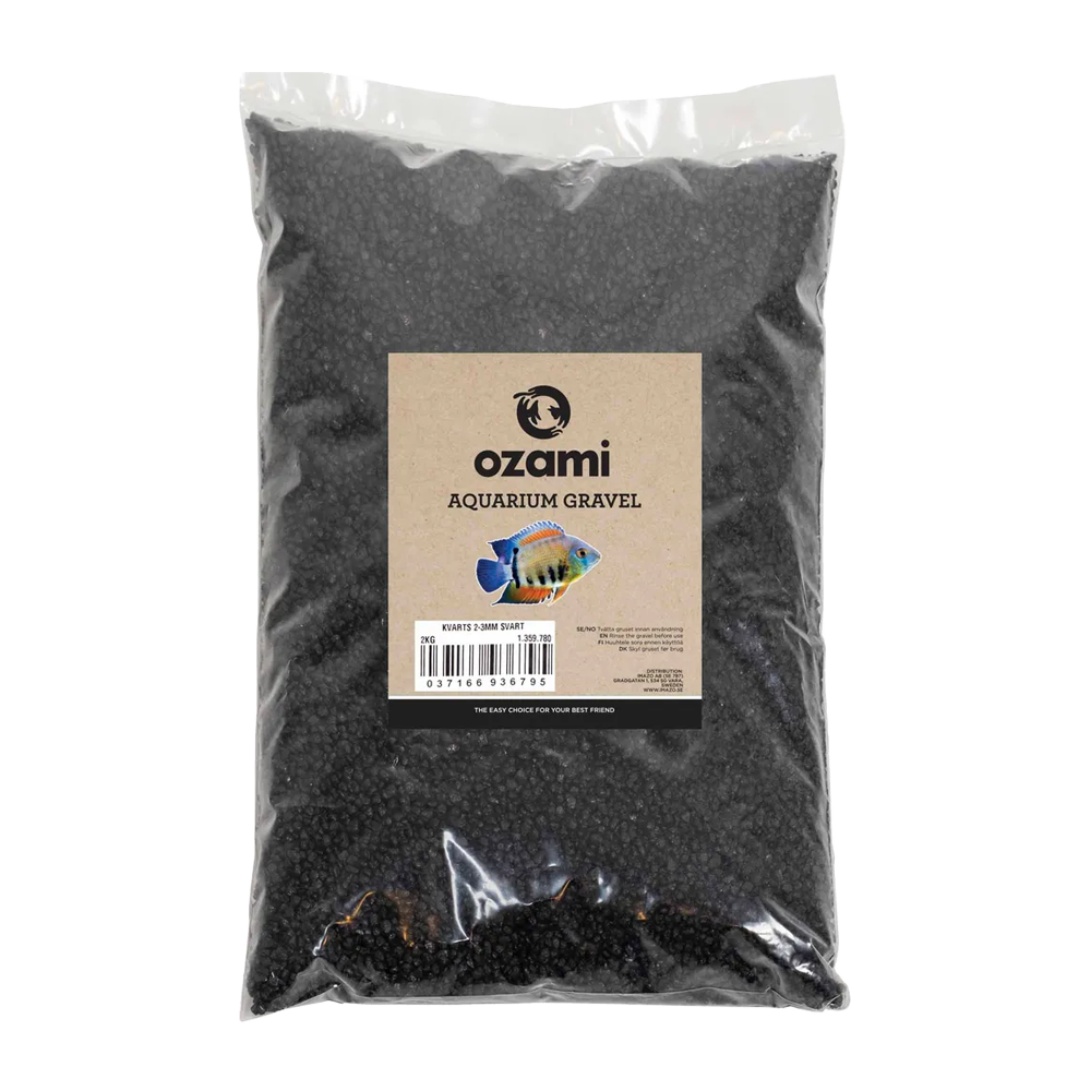 Ozami Aquarium Gravel 2–3 mm, svart - 2 KG