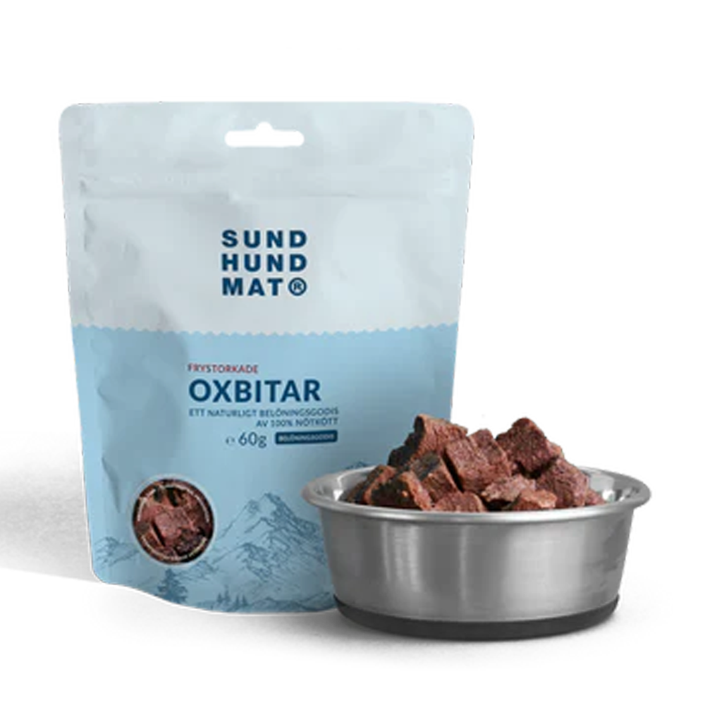 Frysetørrede oksekødsstykker - 60 g