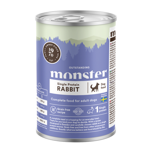 Monster Dog Adult Enkelt Kanin Dåse - 400 G