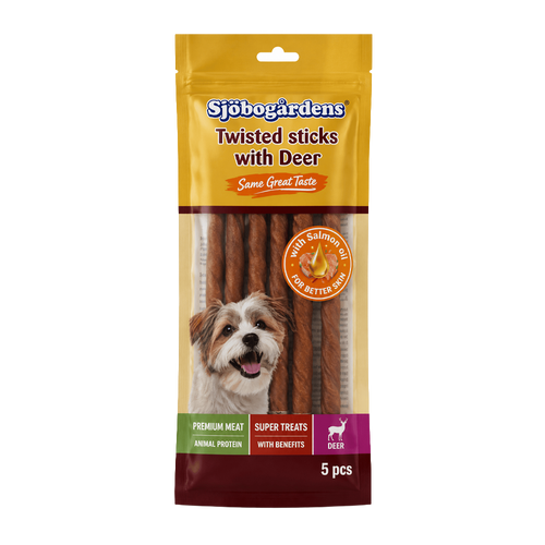 Sjöbogårdens Twisted Sticks with Deer & Salmon Oil – 5-pack
