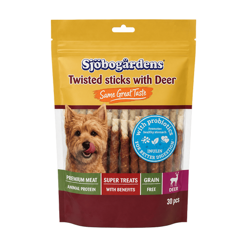 Sjöbogårdens Twisted Sticks med hjort – 30-PACK