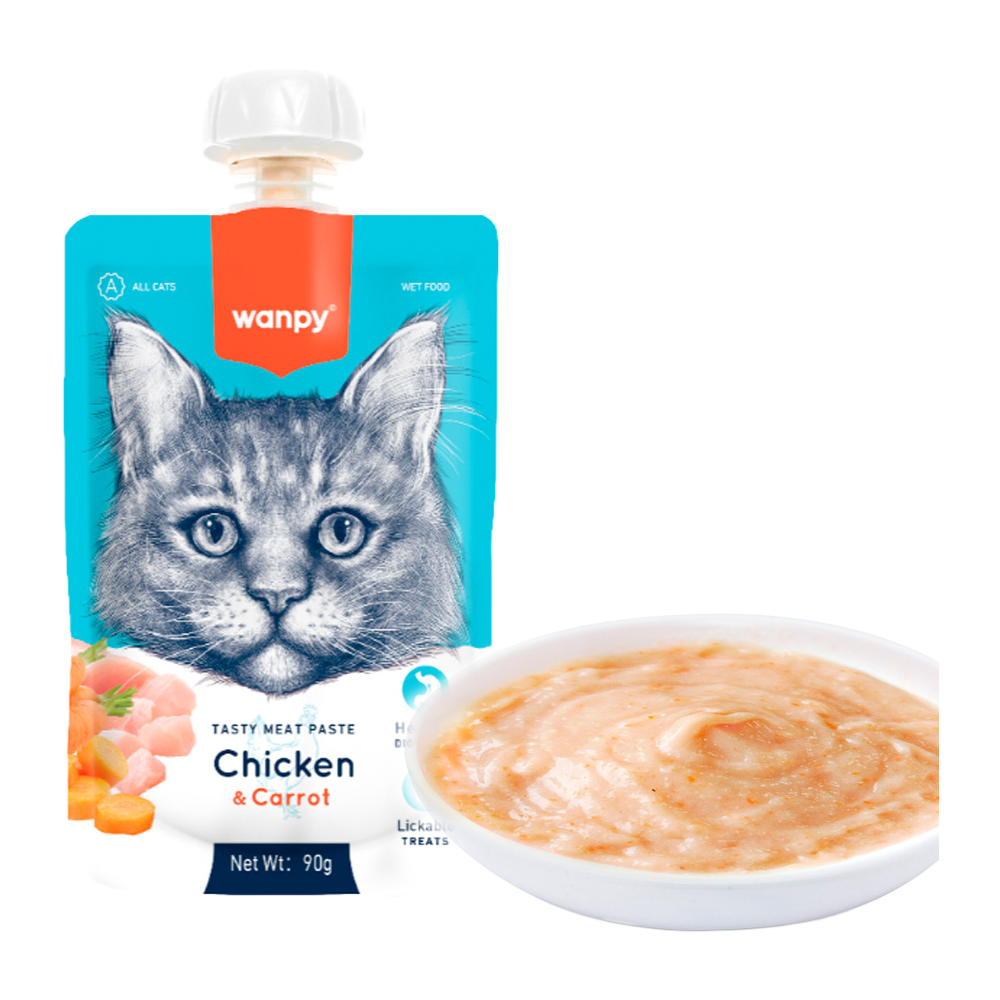 Wanpy Cat lækker kødpasta - kylling og gulerod - 90 g