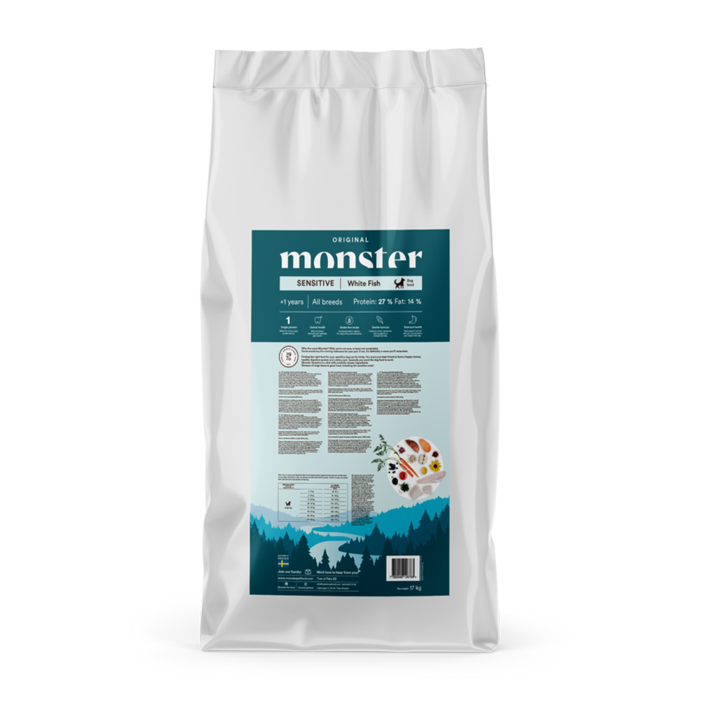 Monster Dog Original. Sensitiv Hvid Fisk