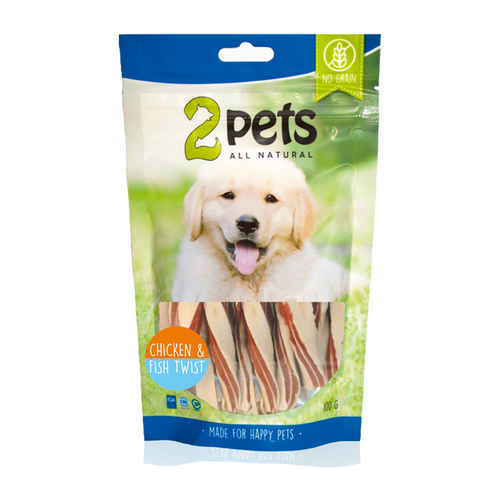 2PETS Hundesnack Kylling &amp; Fisk Twist - 100 G