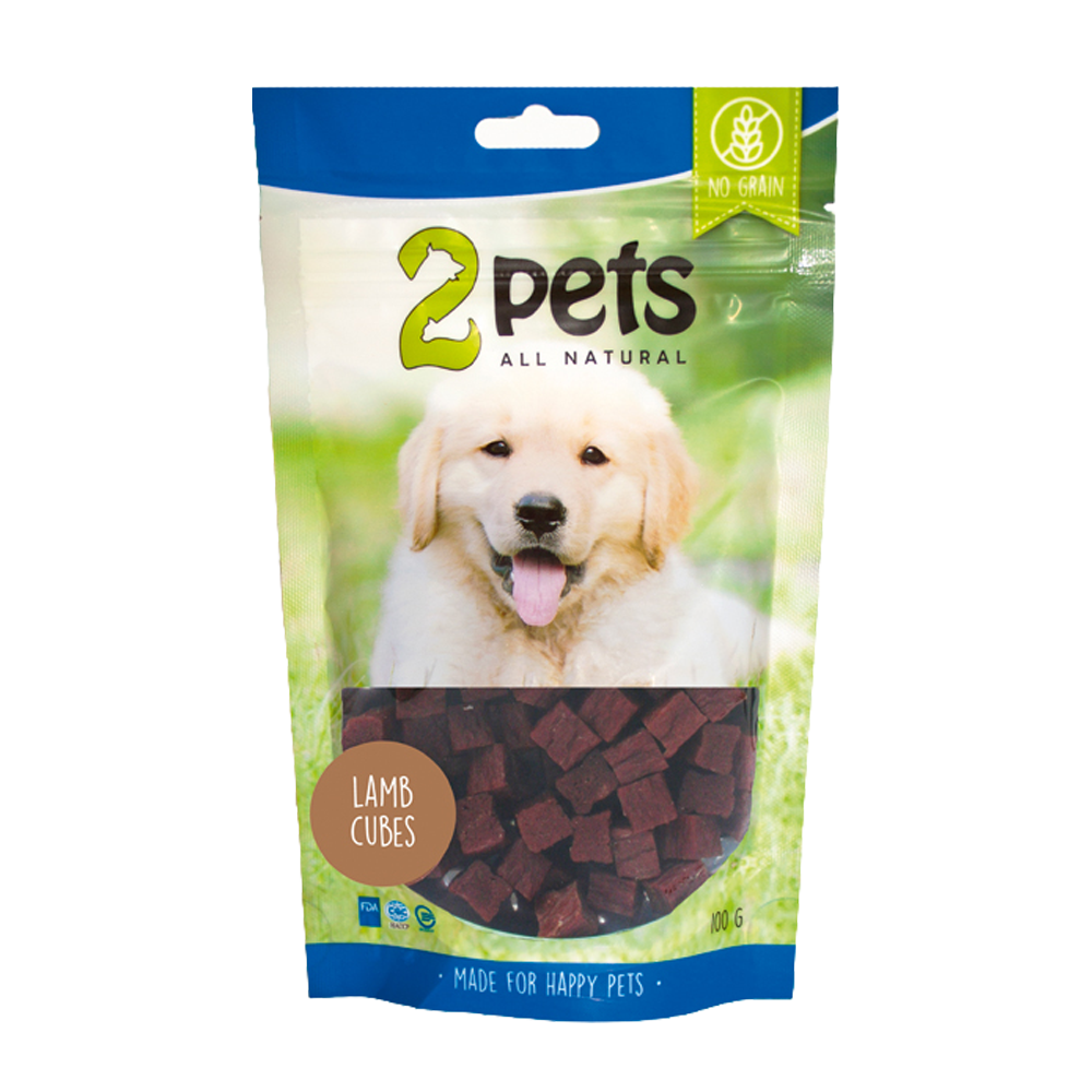 2PETS Dogsnack Lammekødsterninger - 100 G