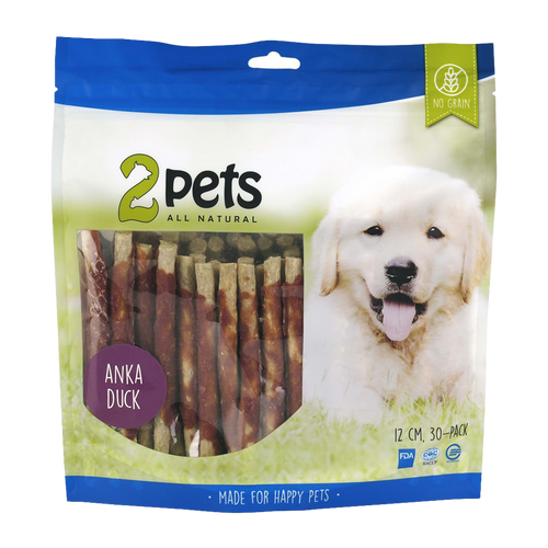 2PETS Tyggepinde Hakket And - 12 CM - 30 PAKKER