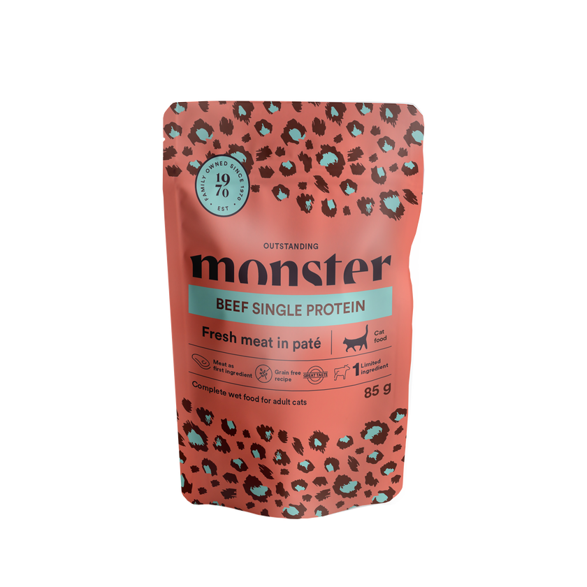 Monster Katteposer Voksen Oksekød 85 g (8-pak)