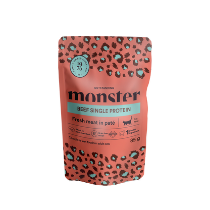 Monster Katteposer Voksen Oksekød 85 g (8-pak)