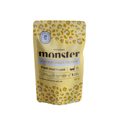 Monster Cat Pouches Voksen Kylling 85 g (8-pak)