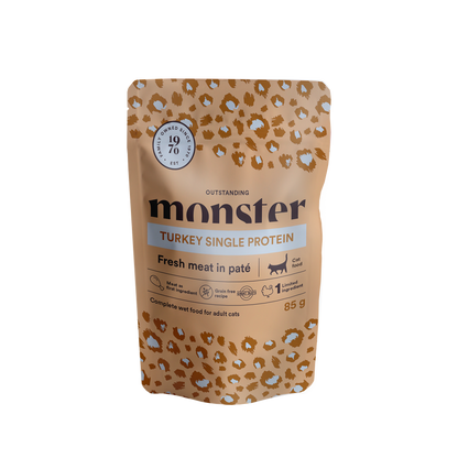 Monster Cat Pouches Voksen Kalkun 85 g (8-pak)
