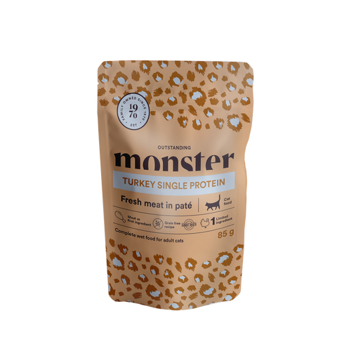Monster Cat Pouches Voksen Kalkun 85 g (8-pak)