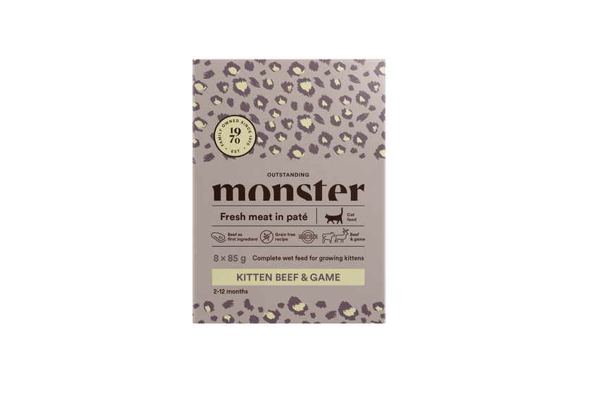 Monster Cat Pouches Kitten Oksekød/Vildt - 85 G