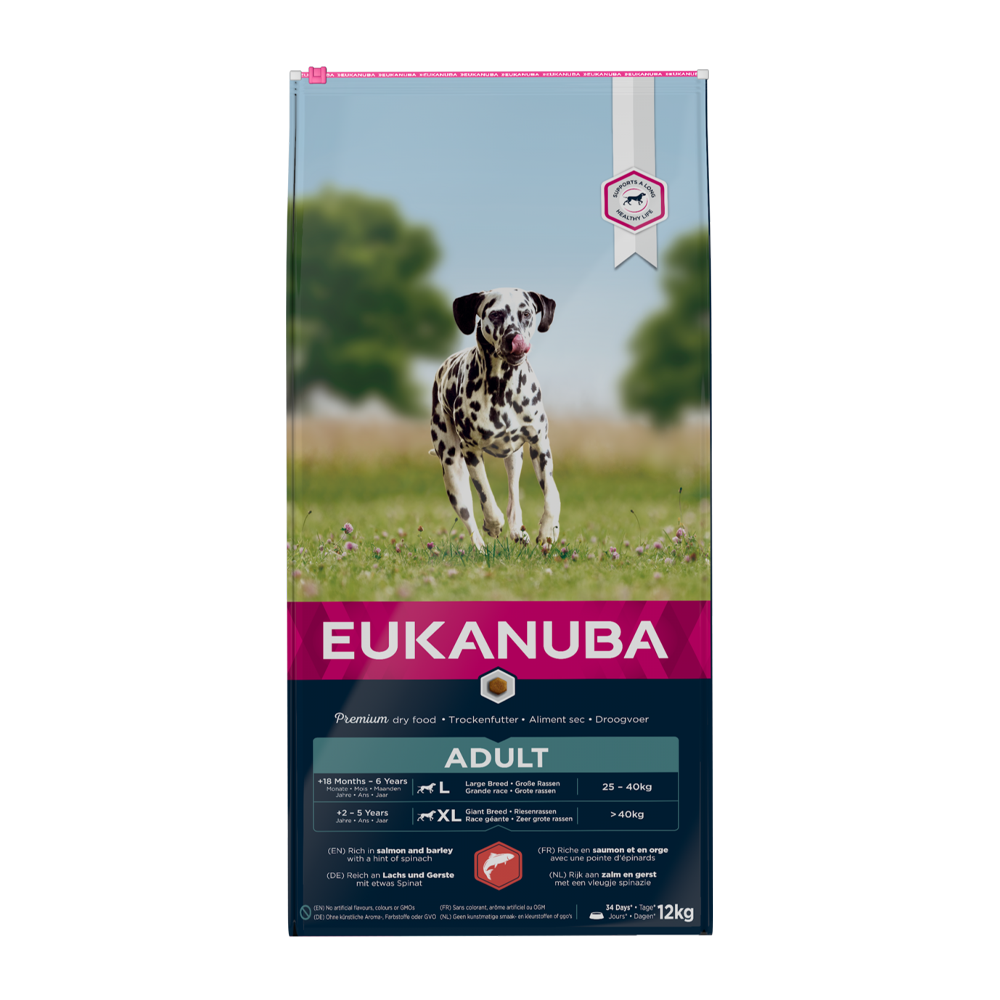 Euk Hundefoder Stor Laks & Byg - 12 KG