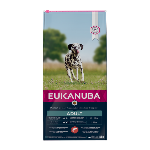 Euk Hundefoder Stor Laks & Byg - 12 KG