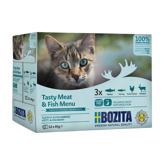 BOZITA KATTEKØD &amp; FISK I SAUCE MULTIBOX 1,02 KG