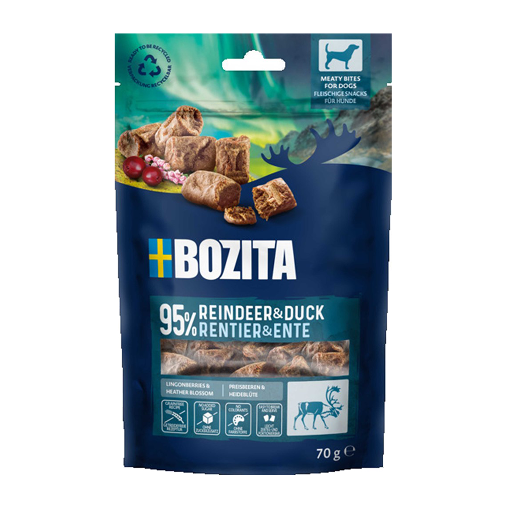Bozita Snacks Meaty Bites Rensdyr & And - 70g