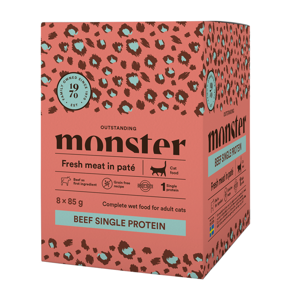 Monster Katteposer Voksen Oksekød 85 g (8-pak)