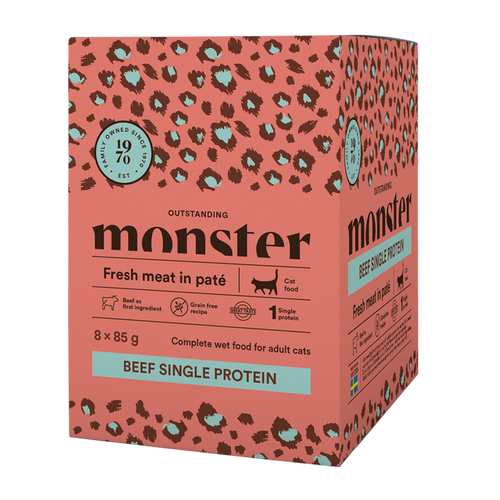 Monster Katteposer Voksen Oksekød 85 g (8-pak)