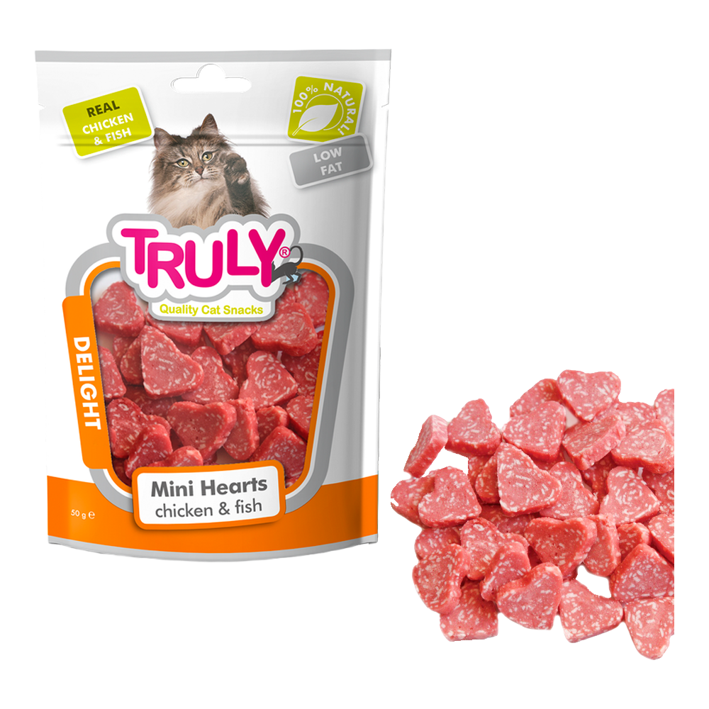 Truly Cat Mini Hearts kylling & fisk - 50 g