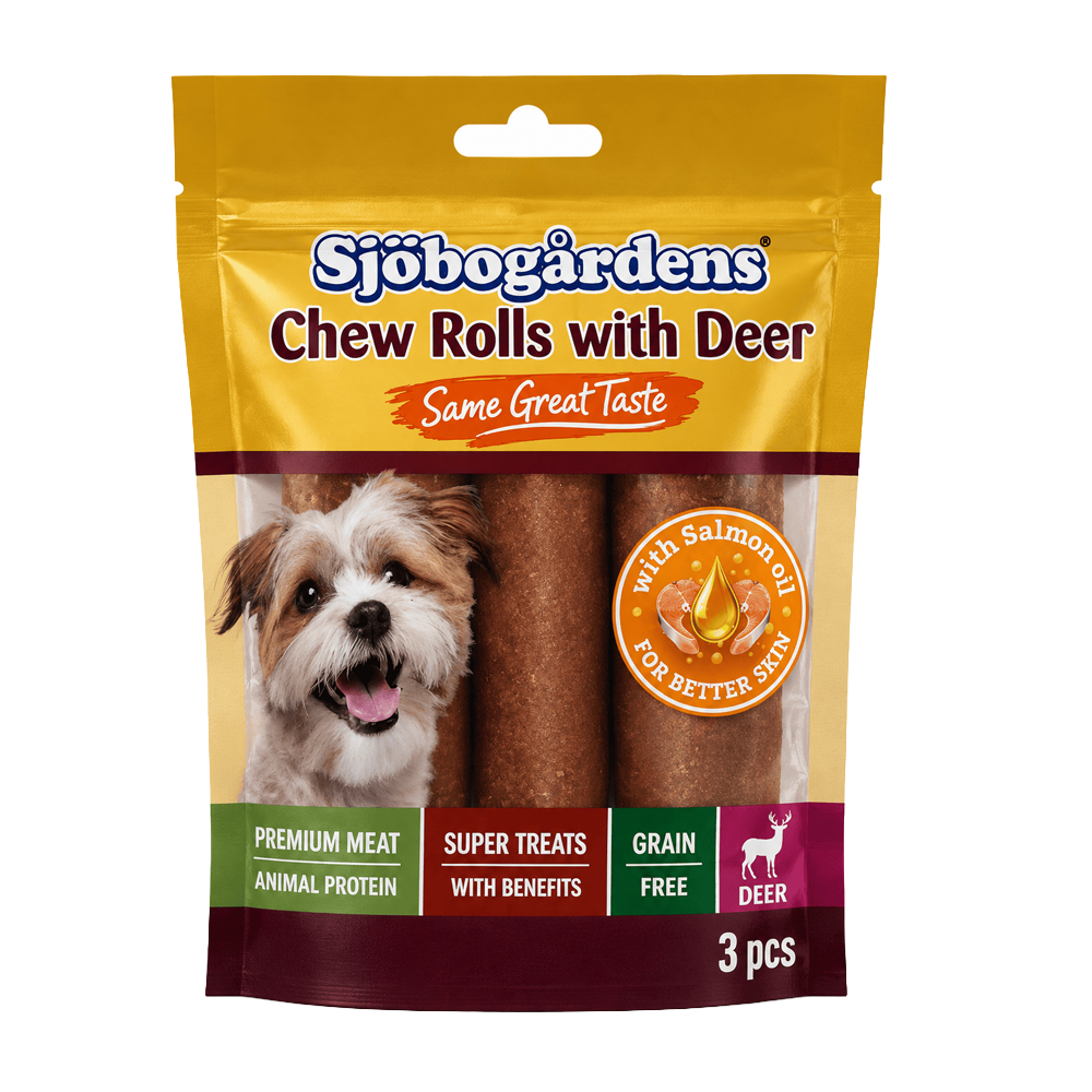 Sjöbogårdens Chew Rolls med hjort och laxolja – 3-pack