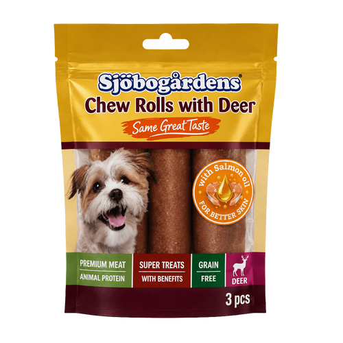 Sjöbogårdens Chew Rolls med hjort och laxolja – 3-pack