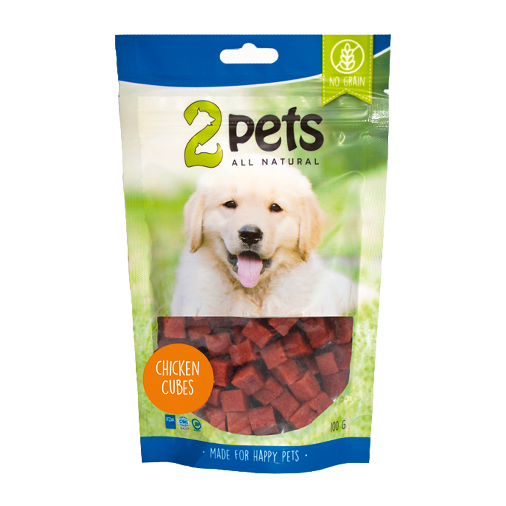 2PETS Dogsnack Kyllingeterninger - 100 G