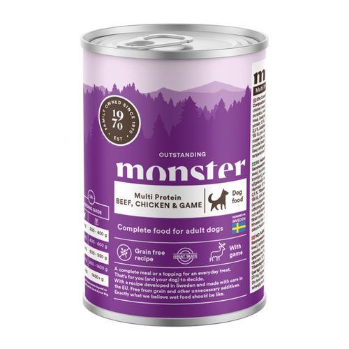 Monster Dog Multi Oksekød/ Kylling/ Vildt Glas - 400 G