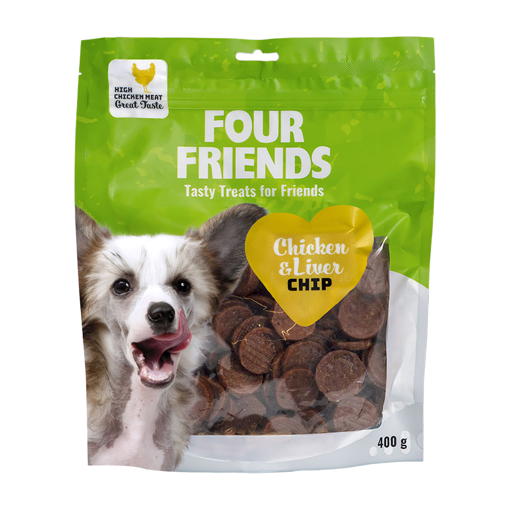 FourFriends Kylling &amp; Leverchips - 400 G