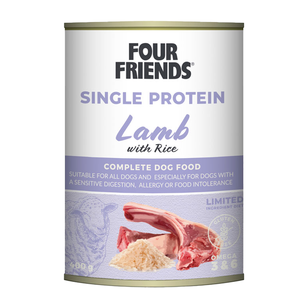 FourFriends Hunde Lam &amp; Ris Dåse - 400 g
