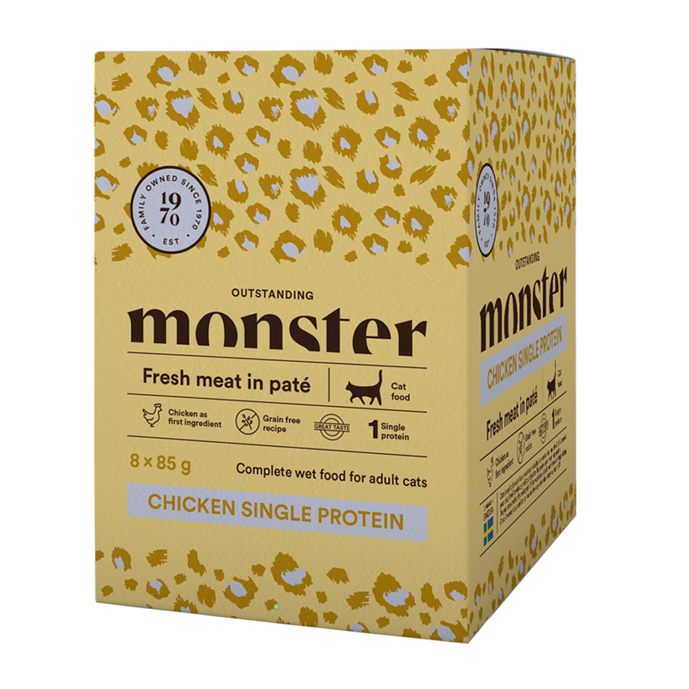 Monster Cat Pouches Voksen Kylling 85 g (8-pak)