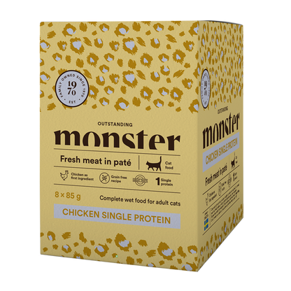 Monster Cat Pouches Voksen Kylling 85 g (8-pak)