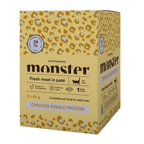 Monster Cat Pouches Voksen Kylling 85 g (8-pak)