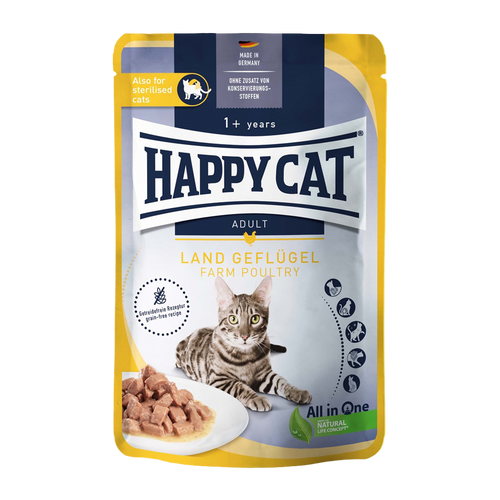 HappyCat vådfoder/sauce, fugl, 85 g