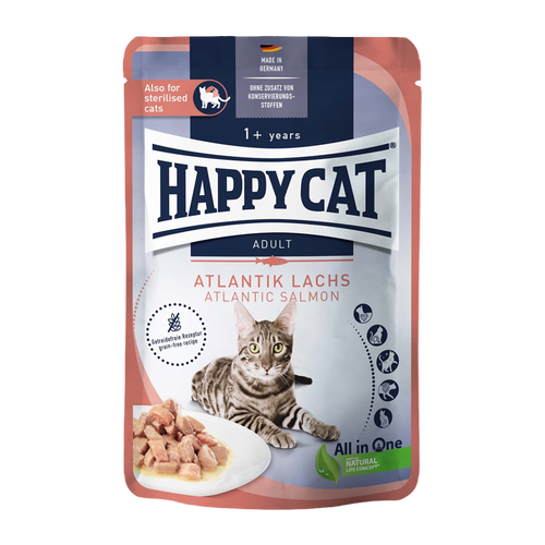 Happycat våd/sauce atlantisk laks - 85 g
