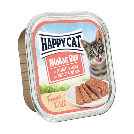 Happycat Duo Menu Paté Fjerkræ &amp; Laks - 100 G