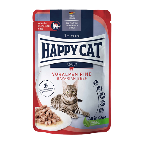 HappyCat vådfoder/sauce, oksekød, 85 g
