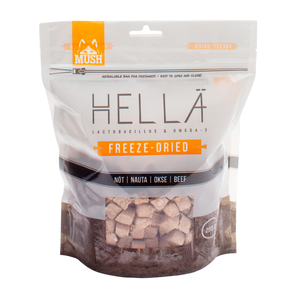 Mush Hellä Frysetørret Oksekød - 250 G