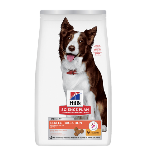 Science Plan Canine Adult Perfect Digestion Medium med kylling og brune ris
